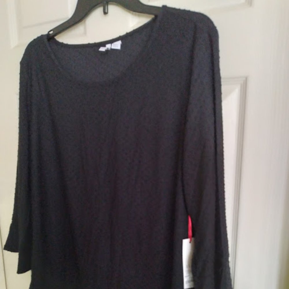 Elle Black Dot Blouse XL NWT